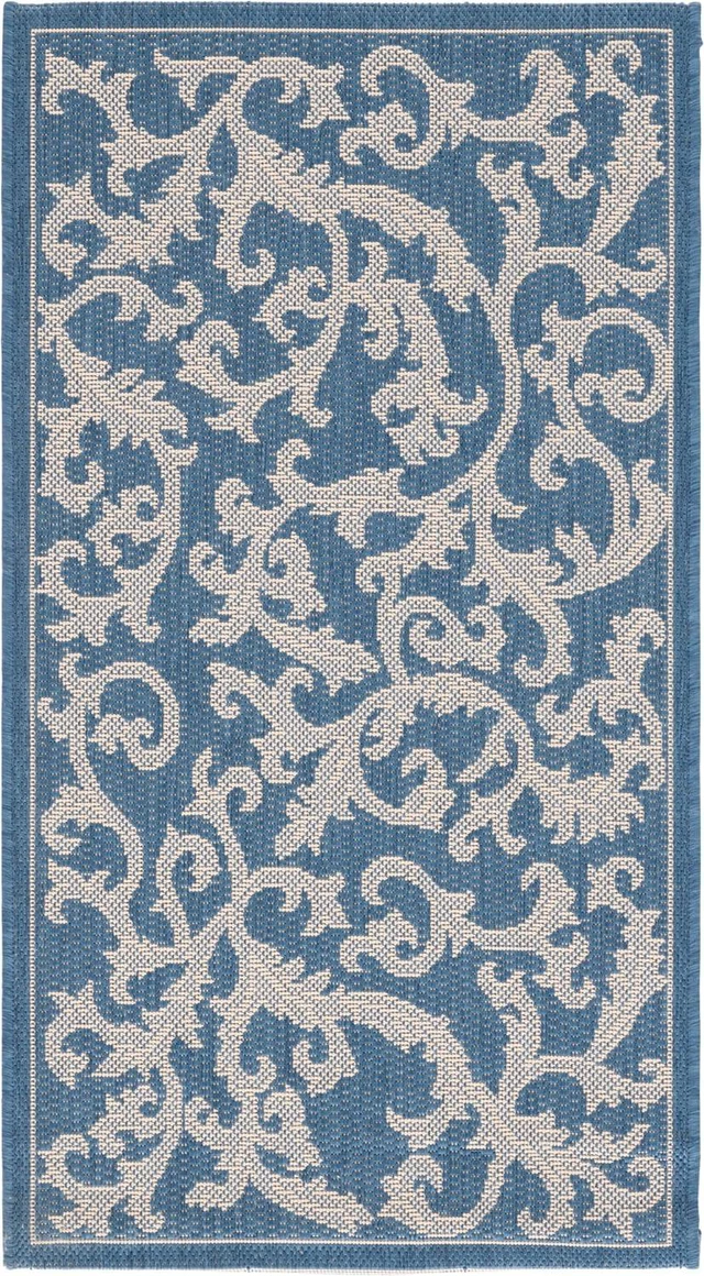 Alt view image 2 of 6 - SAFAVIEH Washable Rug Outdoor Courtyard Collection - 2' x 3'7", Blue & Natural, Non-Shedding & Easy Cleaning, Ideal for Patio, Front Door, Entryway, Doormat (CY2653-3103)