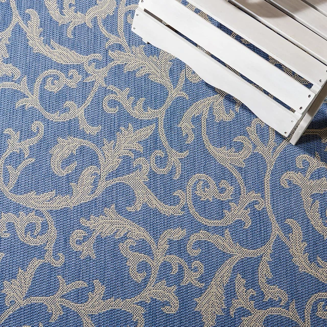 Alt view image 6 of 6 - SAFAVIEH Washable Rug Outdoor Courtyard Collection - 2' x 3'7", Blue & Natural, Non-Shedding & Easy Cleaning, Ideal for Patio, Front Door, Entryway, Doormat (CY2653-3103)