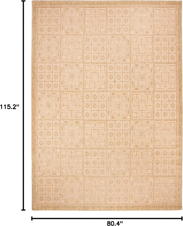 Alt view image 2 of 5 - SAFAVIEH Courtyard Collection 6'7" x 9'6" Gold / Natural CY6947 Indoor/ Outdoor Waterproof Easy Cleaning Patio Backyard Mudroom Area Rug