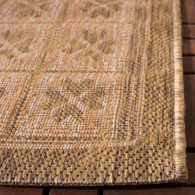 Alt view image 4 of 5 - SAFAVIEH Courtyard Collection 6'7" x 9'6" Gold / Natural CY6947 Indoor/ Outdoor Waterproof Easy Cleaning Patio Backyard Mudroom Area Rug