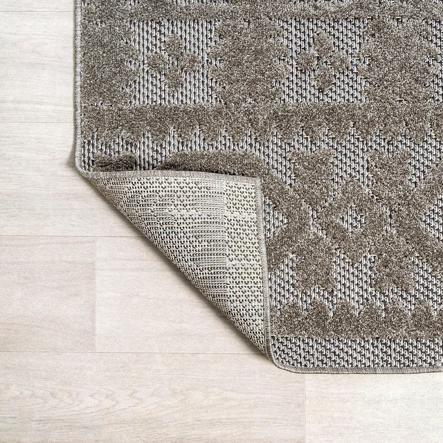 Alt view image 5 of 7 - JONATHAN Y Mediterranean Tile Indoor Outdoor Area Rug 5X8 Dark Gray/Ivory, Citta High-Low Pile for Backyard, Patio, Porch, Easy-Cleaning, High Traffic, Pet-Friendly, Non-Shedding (SBH102C-5)