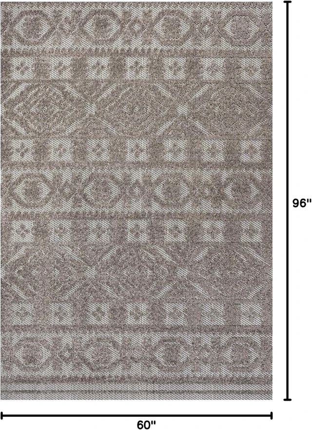 Alt view image 2 of 7 - JONATHAN Y Mediterranean Tile Indoor Outdoor Area Rug 5X8 Dark Gray/Ivory, Citta High-Low Pile for Backyard, Patio, Porch, Easy-Cleaning, High Traffic, Pet-Friendly, Non-Shedding (SBH102C-5)