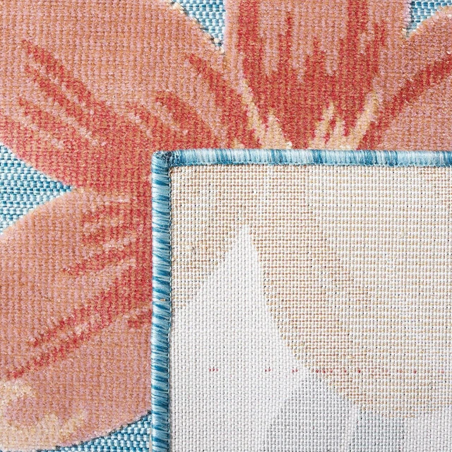 Alt view image 6 of 7 - SAFAVIEH Washable Rug Outdoor Cabana Collection - 8' x 10', Aqua & Rust, Non-Shedding & Easy to Clean, Ideal for Patio, Backyard, Mudroom (CBN454J)