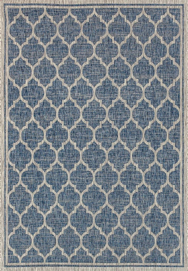 Alt view image 3 of 7 - Eyely Moroccan Trellis Weave Area Rug 3X5 Navy/Gray, Indoor Outdoor Rug