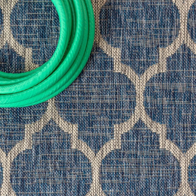 Alt view image 7 of 7 - Eyely Moroccan Trellis Weave Area Rug 3X5 Navy/Gray, Indoor Outdoor Rug