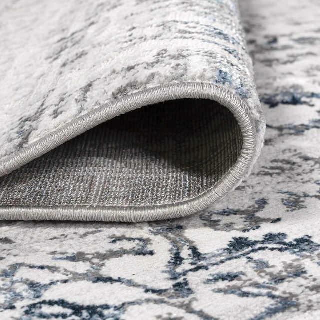 Alt view image 4 of 7 - JONATHAN Y Tidal Strie' Gray/Blue Indoor Area Rug 5X8 ft, Modern for Living Room, Bedroom, Kitchen, Office, Easy-Cleaning, High Traffic, Pet-Friendly, Non-Shedding SOR202B-5