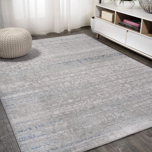 Alt view image 3 of 7 - JONATHAN Y Tidal Strie' Gray/Blue Indoor Area Rug 5X8 ft, Modern for Living Room, Bedroom, Kitchen, Office, Easy-Cleaning, High Traffic, Pet-Friendly, Non-Shedding SOR202B-5