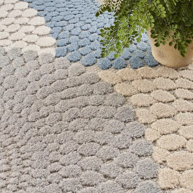 Alt view image 5 of 7 - Nourison Home Aloha Blue Grey 5'3" x 7'5" Area Rug - Easy Clean, Non Shedding, Bed Room, Living Room, Dining Room, Kitchen (5' x 8')