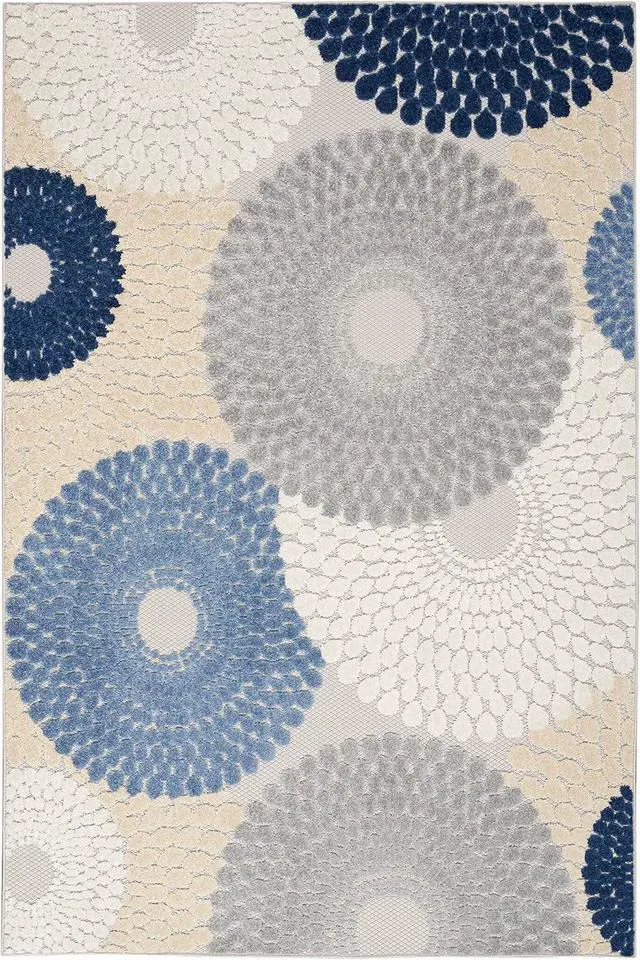 Alt view image 4 of 7 - Nourison Home Aloha Blue Grey 5'3" x 7'5" Area Rug - Easy Clean, Non Shedding, Bed Room, Living Room, Dining Room, Kitchen (5' x 8')