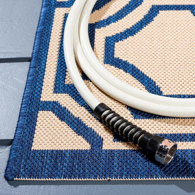 Alt view image 4 of 7 - SAFAVIEH Washable Rug Outdoor Courtyard Collection - 2'7" x 5', Beige & Navy, Non-Shedding & Easy Cleaning, Ideal for Patio, Backyard, Mudroom (CY6112-258)