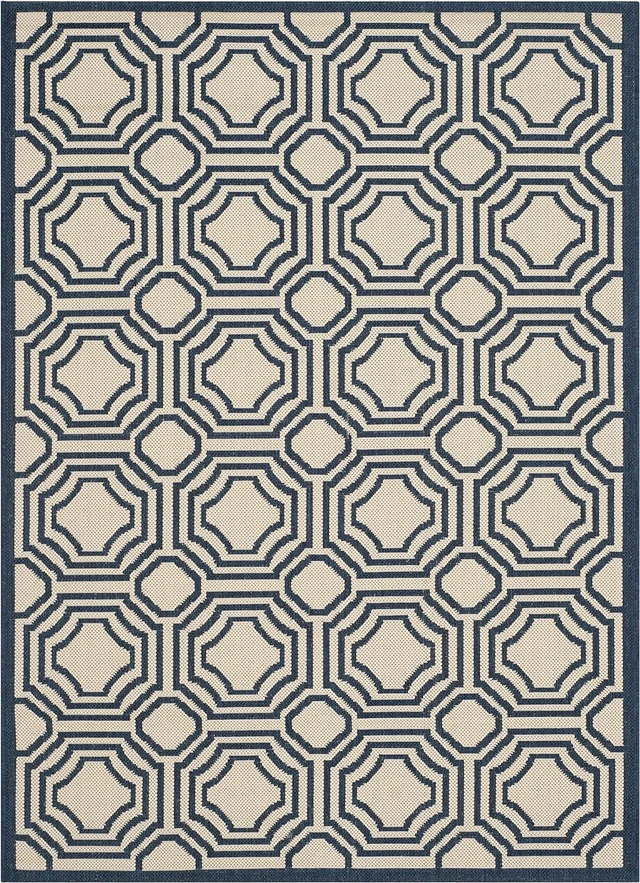 Alt view image 5 of 7 - SAFAVIEH Washable Rug Outdoor Courtyard Collection - 2'7" x 5', Beige & Navy, Non-Shedding & Easy Cleaning, Ideal for Patio, Backyard, Mudroom (CY6112-258)