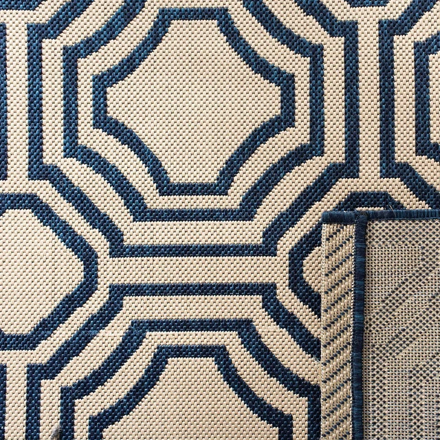 Alt view image 7 of 7 - SAFAVIEH Washable Rug Outdoor Courtyard Collection - 2'7" x 5', Beige & Navy, Non-Shedding & Easy Cleaning, Ideal for Patio, Backyard, Mudroom (CY6112-258)