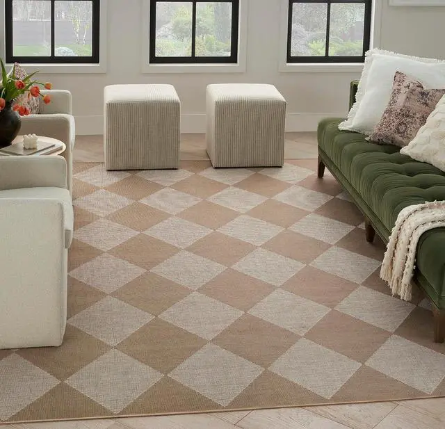 Main image of Nourison Home Washable Modern Jute Natural Ivory 5'3" x 7'3" Area Rug - Easy Clean, Non Shedding, Bed Room, Living Room, Dining Room, Kitchen (5' x 7')