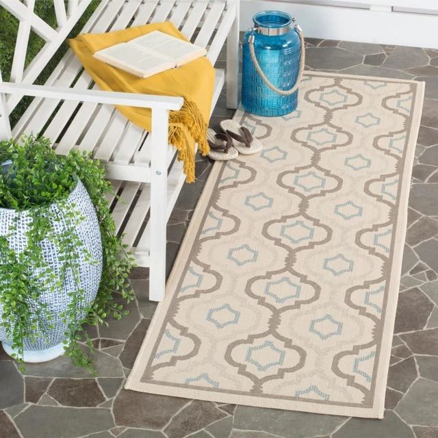 Main image of SAFAVIEH Washable Rug Outdoor Courtyard Collection - 2'3" x 8' Runner, Beige & Dark Beige, Non-Shedding & Easy Cleaning, Ideal for Patio, Entryway, Mudroom, Hallway, Kitchen (CY7938-79A18)