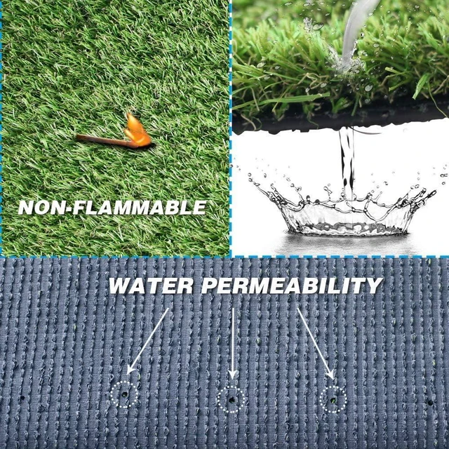 Alt view image 5 of 7 - Realistic Artificial Grass Turf Lawn- 5FTX10FT(50 Square FT),1.38inch Height Indoor Outdoor Rug Garden Lawn Landscape Synthetic Grass Mat