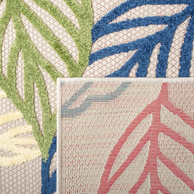 Alt view image 5 of 6 - SAFAVIEH Washable Rug Outdoor Cabana Collection - 3' x 5', Ivory & Green, Non-Shedding & Easy to Clean, Ideal for Patio, Backyard, Mudroom (CBN399A)