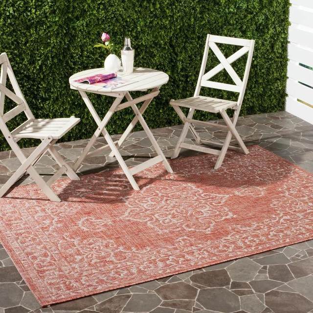 Main image of SAFAVIEH Washable Rug Outdoor Courtyard Collection - 5'3" x 7'7", Terracotta & Beige, Non-Shedding & Easy Cleaning, Ideal for Patio, Backyard, Mudroom (CY8481-36521)