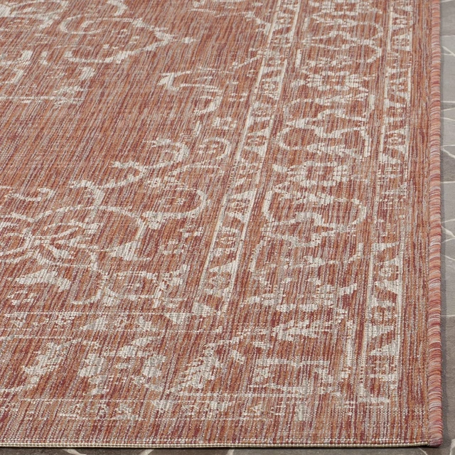 Alt view image 3 of 5 - SAFAVIEH Washable Rug Outdoor Courtyard Collection - 5'3" x 7'7", Terracotta & Beige, Non-Shedding & Easy Cleaning, Ideal for Patio, Backyard, Mudroom (CY8481-36521)