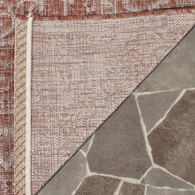 Alt view image 4 of 5 - SAFAVIEH Washable Rug Outdoor Courtyard Collection - 5'3" x 7'7", Terracotta & Beige, Non-Shedding & Easy Cleaning, Ideal for Patio, Backyard, Mudroom (CY8481-36521)