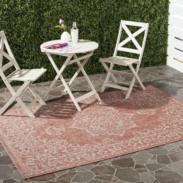 Alt view image 2 of 5 - SAFAVIEH Washable Rug Outdoor Courtyard Collection - 5'3" x 7'7", Terracotta & Beige, Non-Shedding & Easy Cleaning, Ideal for Patio, Backyard, Mudroom (CY8481-36521)