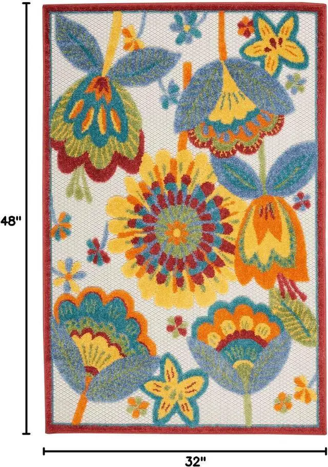Alt view image 2 of 7 - Nourison Home Aloha Multicolor 2'8" x 4' Area Rug - Easy Clean, Non Shedding, Bed Room, Living Room, Dining Room, Kitchen (3' x 4')