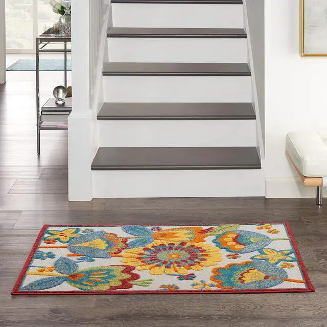 Alt view image 4 of 7 - Nourison Home Aloha Multicolor 2'8" x 4' Area Rug - Easy Clean, Non Shedding, Bed Room, Living Room, Dining Room, Kitchen (3' x 4')