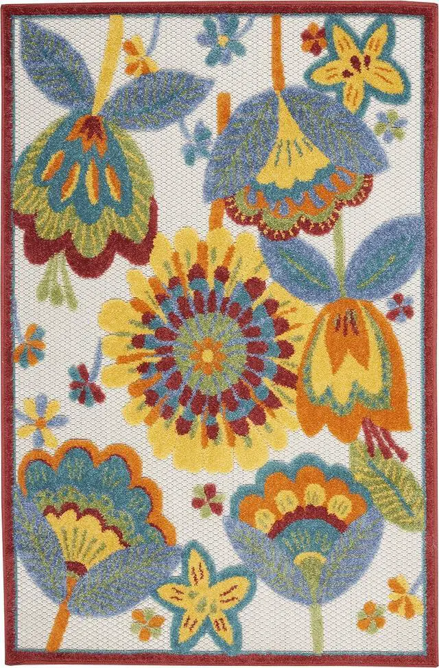 Alt view image 3 of 7 - Nourison Home Aloha Multicolor 2'8" x 4' Area Rug - Easy Clean, Non Shedding, Bed Room, Living Room, Dining Room, Kitchen (3' x 4')