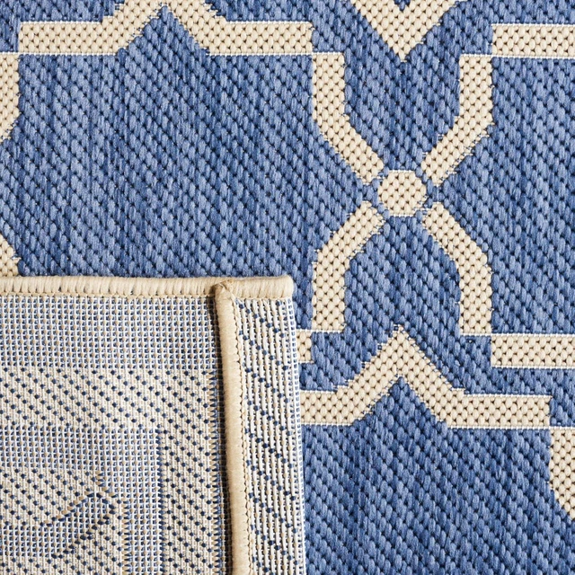 Alt view image 6 of 6 - SAFAVIEH Washable Rug Outdoor Courtyard Collection - 2'7" x 5', Blue & Beige, Non-Shedding & Easy Cleaning, Ideal for Patio, Backyard, Mudroom (CY6916-243)