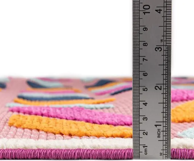 Alt view image 2 of 7 - Rugs.com - Aruba Outdoor Rug 4' x 6' Pink Washable Indoor/Outdoor Rug Bohemian Style for Patios, Playrooms, and Decks