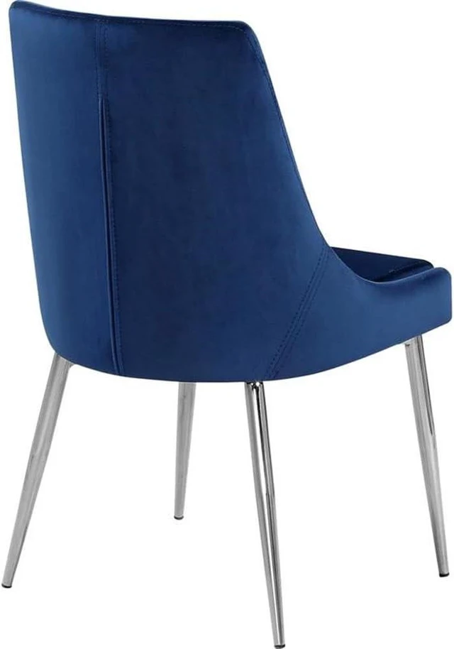 Alt view image 4 of 6 - Meridian Furniture Karina Collection Modern | Contemporary Velvet Upholstered Dining Chair with Sturdy Metal Legs, Set of 2, 19.5" W x 21.5" D x 33.5" H, Navy