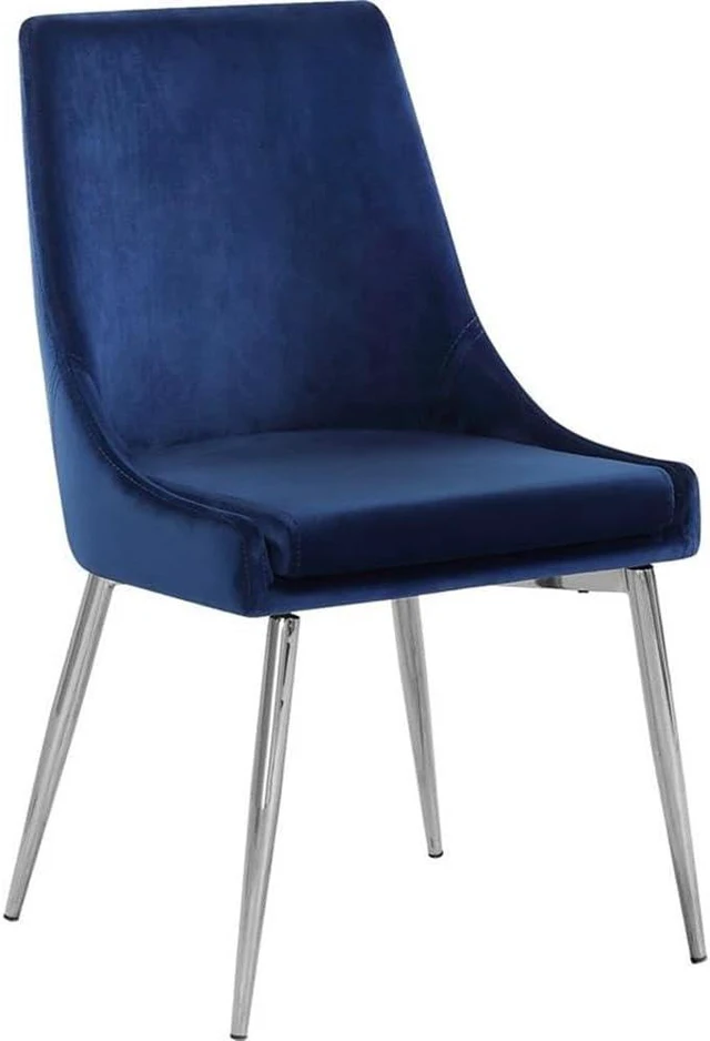 Alt view image 5 of 6 - Meridian Furniture Karina Collection Modern | Contemporary Velvet Upholstered Dining Chair with Sturdy Metal Legs, Set of 2, 19.5" W x 21.5" D x 33.5" H, Navy