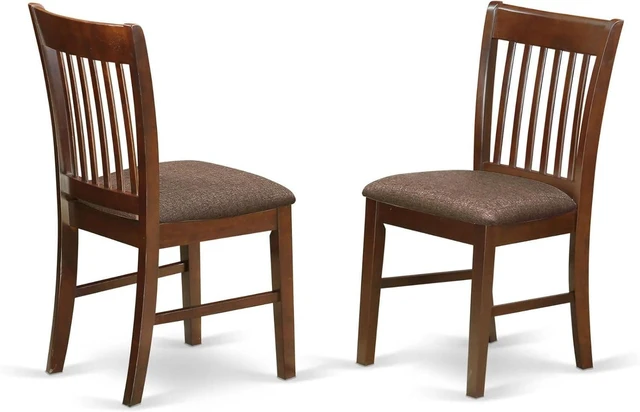 Main image of East West Furniture NFC-MAH-C Norfolk Dinette Chairs - Linen Fabric Upholstered Wooden Chairs, Set of 2, Mahogany