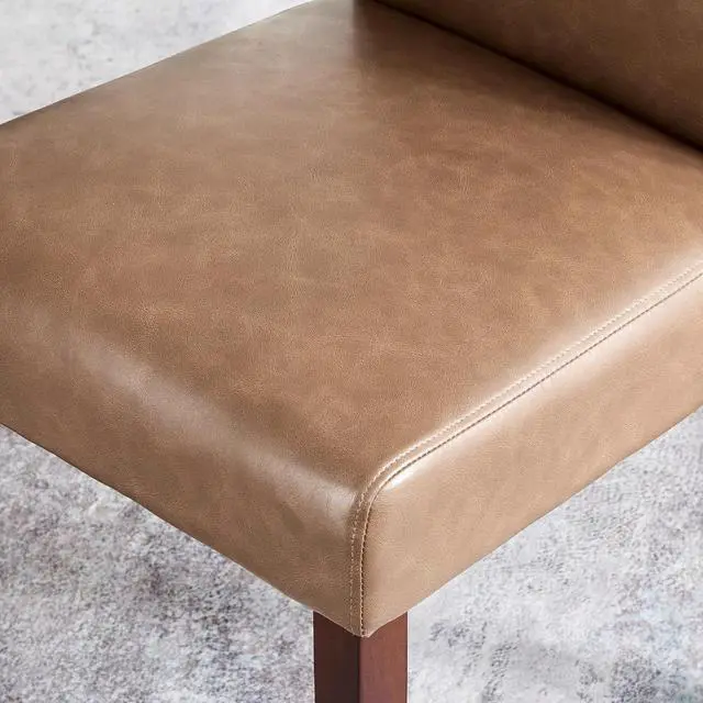 Alt view image 7 of 7 - Watson & Whitely Modern Upholstered Dining Chairs, Faux Leather, Brown