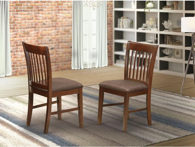 Alt view image 2 of 4 - East West Furniture NFC-MAH-C Norfolk Dinette Chairs - Linen Fabric Upholstered Wooden Chairs, Set of 2, Mahogany