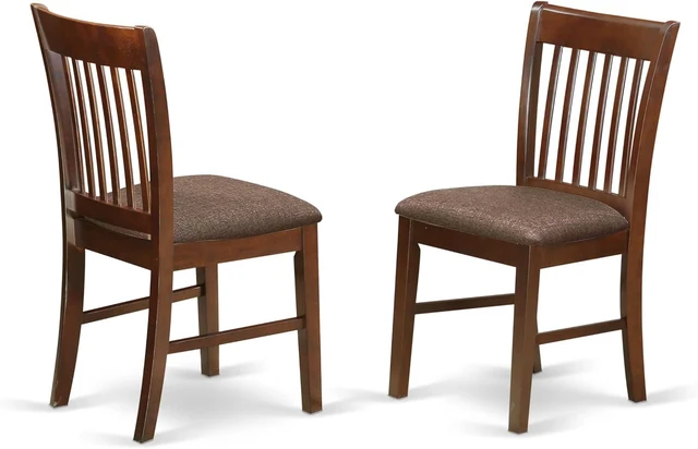 Alt view image 4 of 4 - East West Furniture NFC-MAH-C Norfolk Dinette Chairs - Linen Fabric Upholstered Wooden Chairs, Set of 2, Mahogany