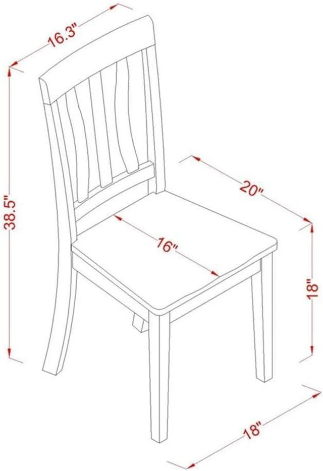 Alt view image 3 of 7 - East West Furniture ANC-OAK-W Antique Dining Room Chairs - Slat Back Wooden Seat Chairs, Set of 2, Oak