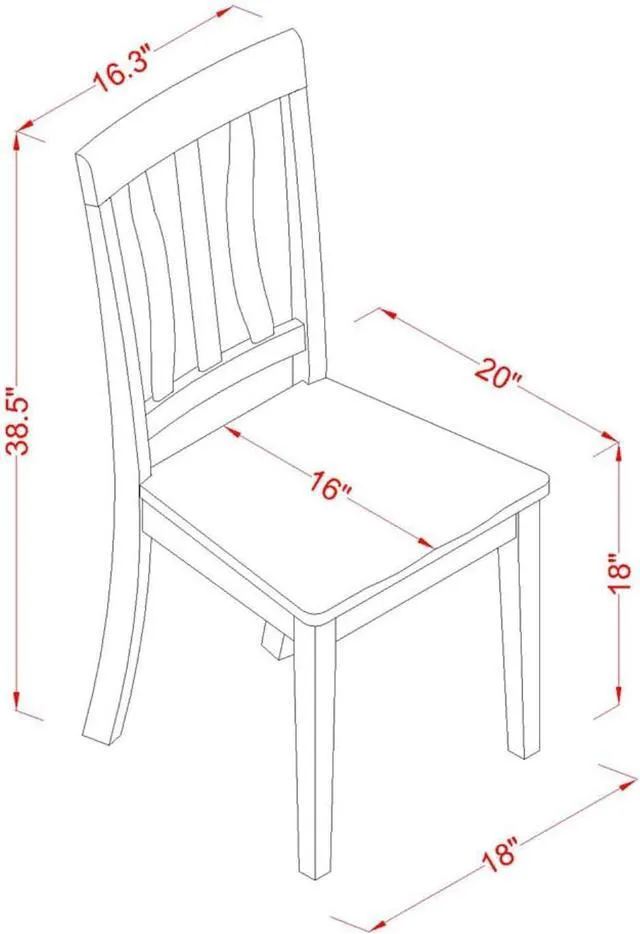 Alt view image 5 of 7 - East West Furniture ANC-OAK-W Antique Dining Room Chairs - Slat Back Wooden Seat Chairs, Set of 2, Oak