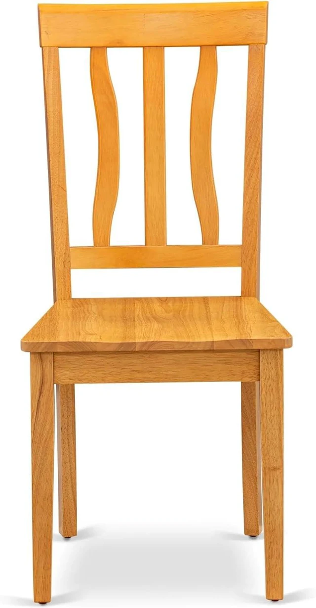 Alt view image 7 of 7 - East West Furniture ANC-OAK-W Antique Dining Room Chairs - Slat Back Wooden Seat Chairs, Set of 2, Oak
