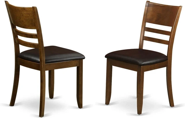 Main image of East West Furniture LYC-ESP-LC Lynfield Dining Chairs - Faux Leather Upholstered Wooden Chairs, Set of 2, Espresso