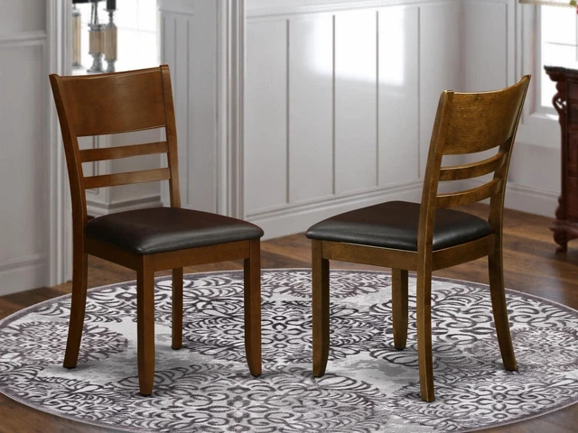 Alt view image 2 of 4 - East West Furniture LYC-ESP-LC Lynfield Dining Chairs - Faux Leather Upholstered Wooden Chairs, Set of 2, Espresso