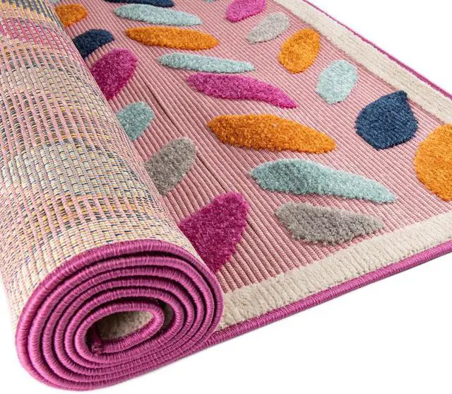 Alt view image 5 of 7 - Rugs.com - Aruba Outdoor Rug 4' x 6' Pink Washable Indoor/Outdoor Rug Bohemian Style for Patios, Playrooms, and Decks