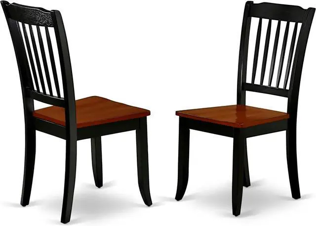Main image of East West Furniture DAC-BCH-W Danbury Dining Room Chairs - Slat Back Solid Wood Seat Chairs, Set of 2, Black & Cherry