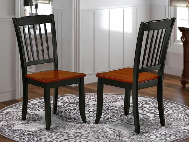 Alt view image 2 of 7 - East West Furniture DAC-BCH-W Danbury Dining Room Chairs - Slat Back Solid Wood Seat Chairs, Set of 2, Black & Cherry