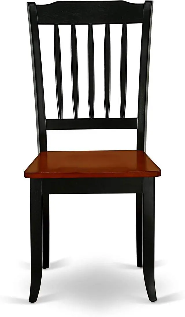 Alt view image 4 of 7 - East West Furniture DAC-BCH-W Danbury Dining Room Chairs - Slat Back Solid Wood Seat Chairs, Set of 2, Black & Cherry