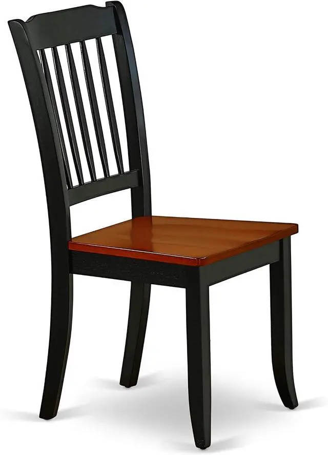 Alt view image 5 of 7 - East West Furniture DAC-BCH-W Danbury Dining Room Chairs - Slat Back Solid Wood Seat Chairs, Set of 2, Black & Cherry