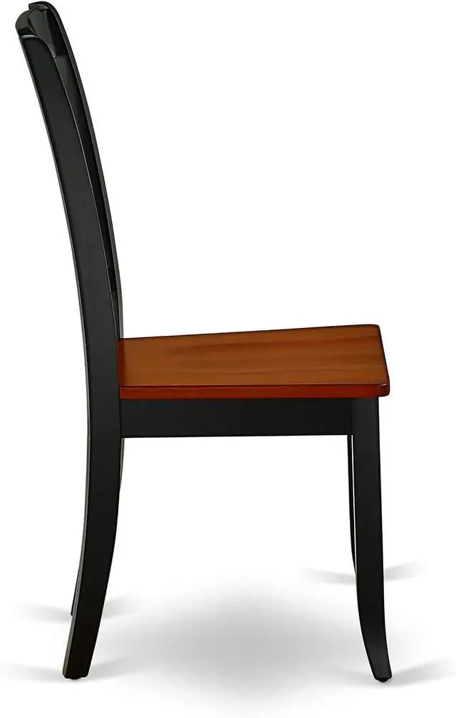Alt view image 6 of 7 - East West Furniture DAC-BCH-W Danbury Dining Room Chairs - Slat Back Solid Wood Seat Chairs, Set of 2, Black & Cherry