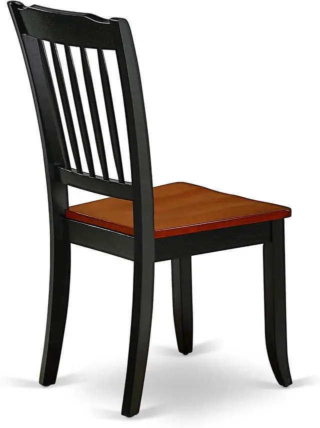 Alt view image 7 of 7 - East West Furniture DAC-BCH-W Danbury Dining Room Chairs - Slat Back Solid Wood Seat Chairs, Set of 2, Black & Cherry