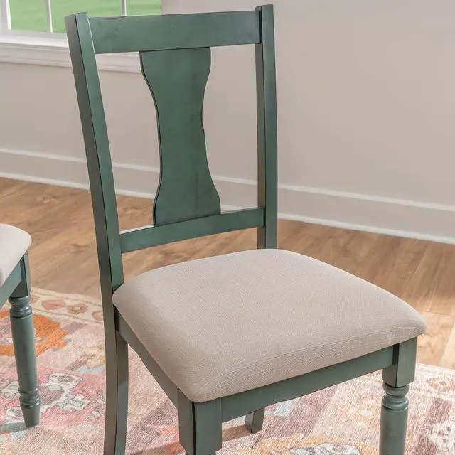 Alt view image 4 of 7 - Powell Furniture Willow, Teal Blue, Set of 2 Side Chair,