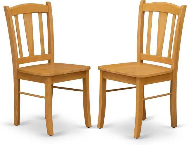 Main image of East West Furniture DLC-OAK-W Dublin Dining Chairs - Slat Back Wooden Seat Chairs, Set of 2, Oak