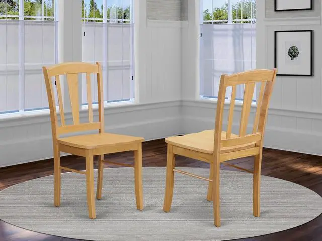 Alt view image 2 of 7 - East West Furniture DLC-OAK-W Dublin Dining Chairs - Slat Back Wooden Seat Chairs, Set of 2, Oak